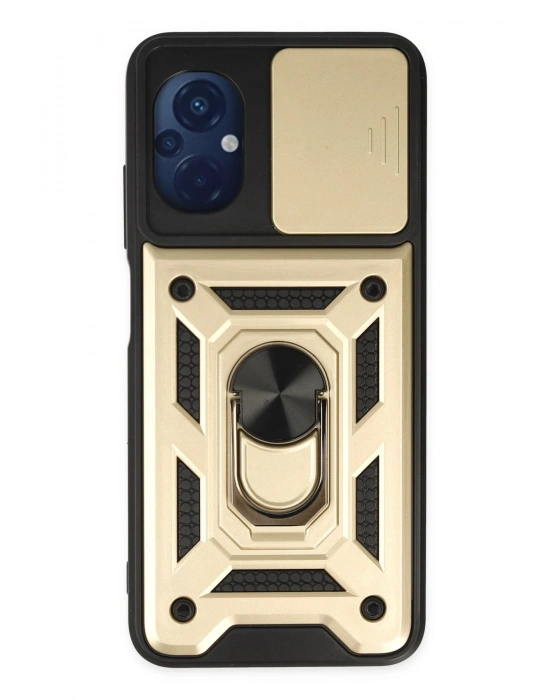 Newface Xiaomi Poco M5 Kılıf Pars Lens Yüzüklü Silikon - Gold