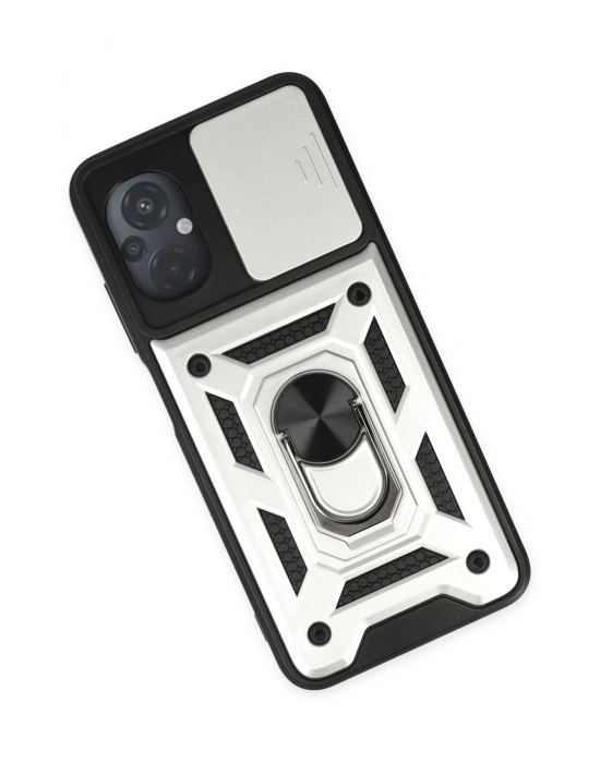 Newface Xiaomi Poco M5 Kılıf Pars Lens Yüzüklü Silikon - Gümüş