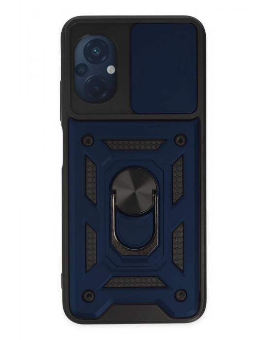 Newface Xiaomi Poco M5 Kılıf Pars Lens Yüzüklü Silikon - Lacivert