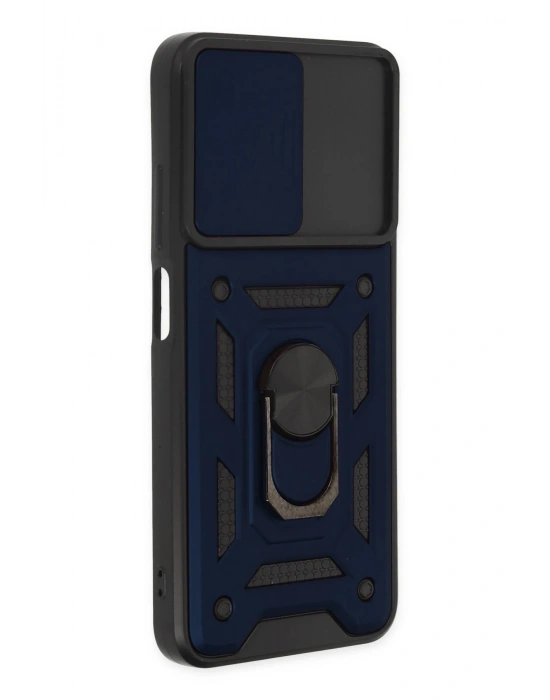 Newface Xiaomi Poco M5 Kılıf Pars Lens Yüzüklü Silikon - Lacivert