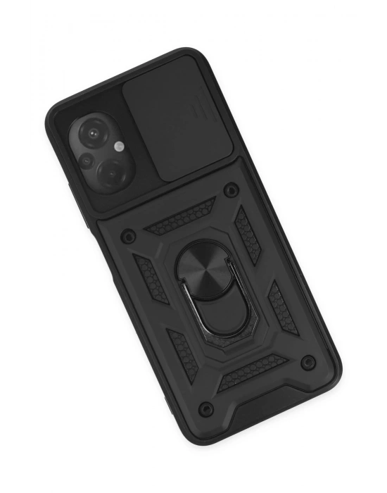Newface Xiaomi Poco M5 Kılıf Pars Lens Yüzüklü Silikon - Siyah