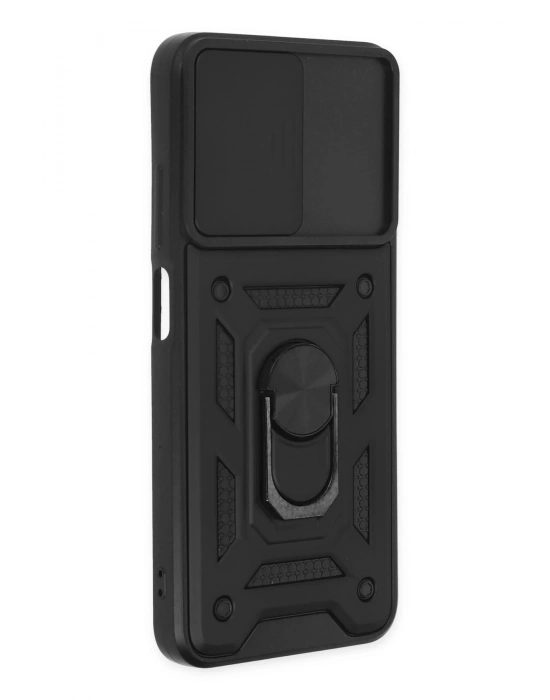 Newface Xiaomi Poco M5 Kılıf Pars Lens Yüzüklü Silikon - Siyah