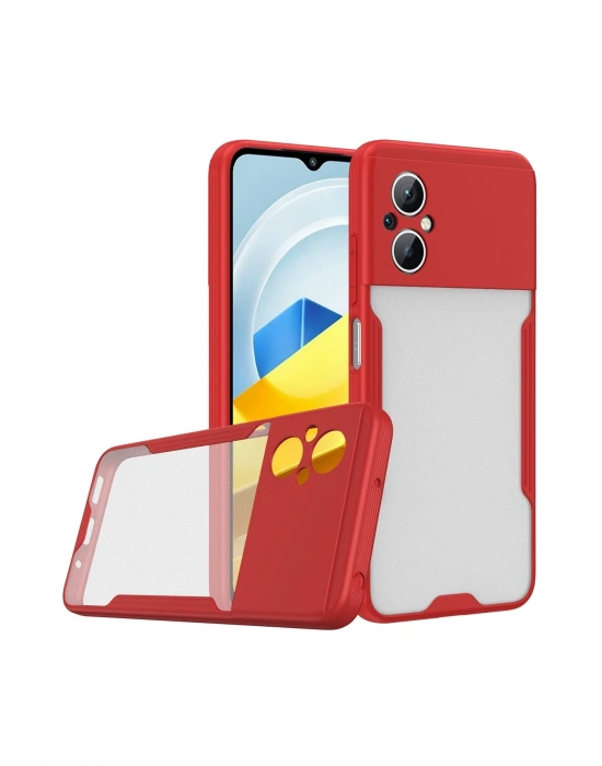 Newface Xiaomi Poco M5 Kılıf Platin Silikon - Kırmızı