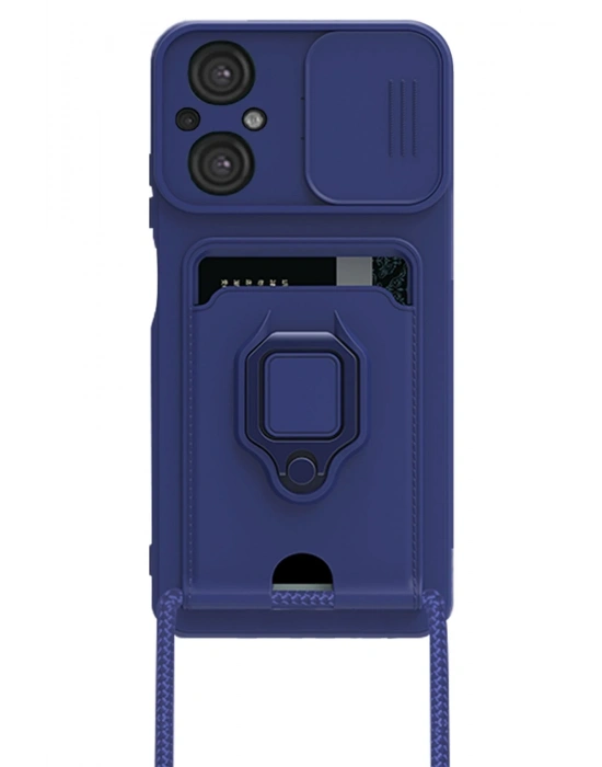 Newface Xiaomi Poco M5 Kılıf Zuma Kartvizitli Yüzüklü Silikon - Lacivert