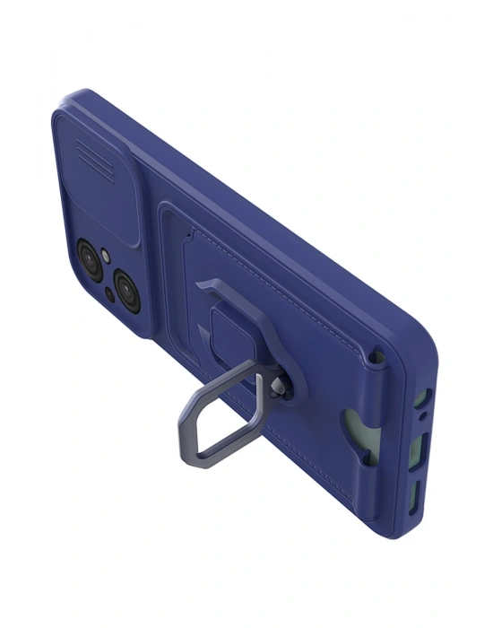 Newface Xiaomi Poco M5 Kılıf Zuma Kartvizitli Yüzüklü Silikon - Lacivert