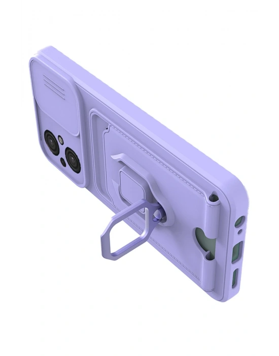 Newface Xiaomi Poco M5 Kılıf Zuma Kartvizitli Yüzüklü Silikon - Lila