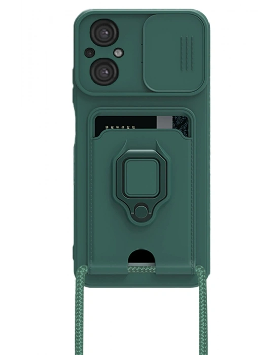 Newface Xiaomi Poco M5 Kılıf Zuma Kartvizitli Yüzüklü Silikon - Yeşil