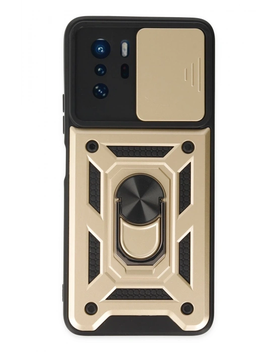 Newface Xiaomi Poco X3 GT Kılıf Pars Lens Yüzüklü Silikon - Gold