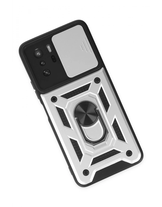 Newface Xiaomi Poco X3 GT Kılıf Pars Lens Yüzüklü Silikon - Gümüş