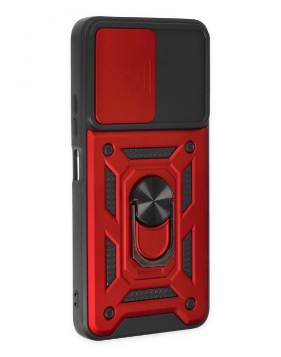 Newface Xiaomi Poco X3 GT Kılıf Pars Lens Yüzüklü Silikon - Kırmızı