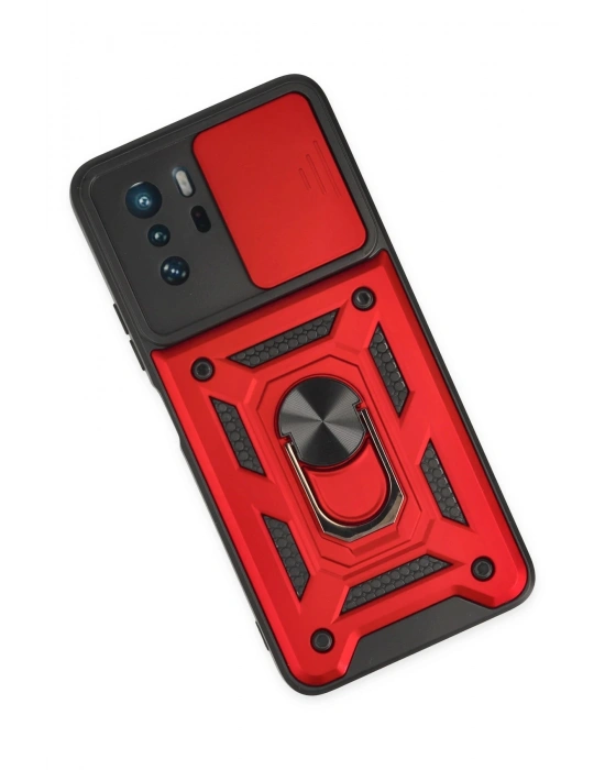 Newface Xiaomi Poco X3 GT Kılıf Pars Lens Yüzüklü Silikon - Kırmızı