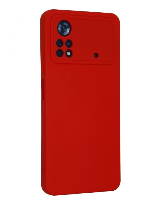 Newface Xiaomi Poco X4 Pro 5G Kılıf Nano içi Kadife Silikon - Kırmızı
