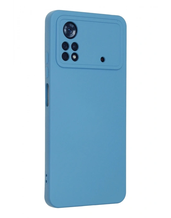 Newface Xiaomi Poco X4 Pro 5G Kılıf Nano içi Kadife Silikon - Mavi