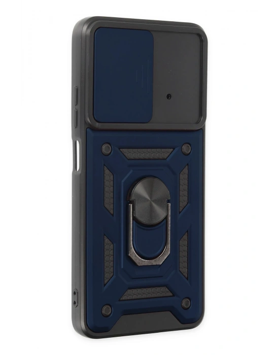 Newface Xiaomi Poco X4 Pro 5G Kılıf Pars Lens Yüzüklü Silikon - Lacivert