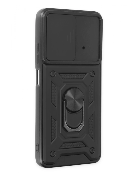 Newface Xiaomi Poco X4 Pro 5G Kılıf Pars Lens Yüzüklü Silikon - Siyah