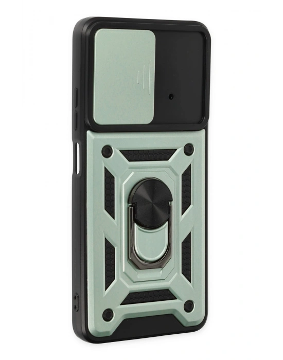 Newface Xiaomi Poco X4 Pro 5G Kılıf Pars Lens Yüzüklü Silikon - Yeşil