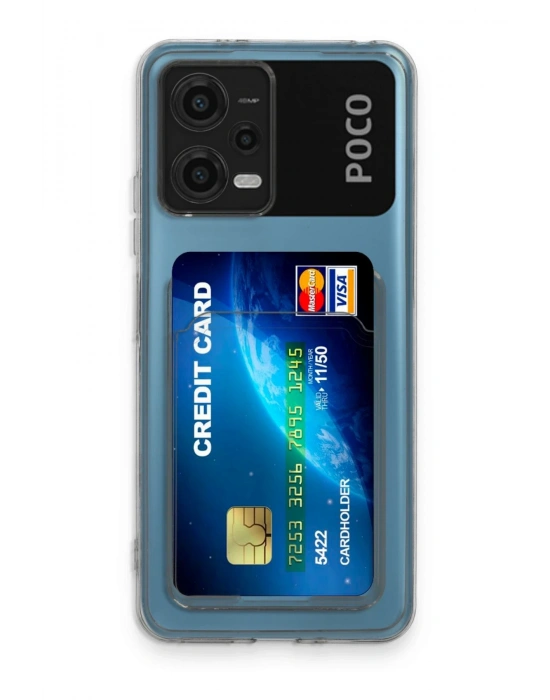 Newface Xiaomi Poco X5 5G Kılıf Kart Şeffaf Silikon - Şeffaf