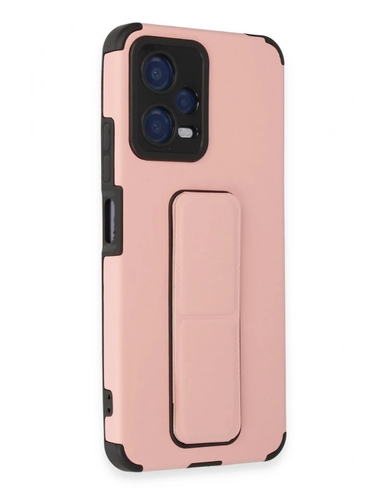 Newface Xiaomi Poco X5 5G Kılıf Mega Standlı Silikon - Pudra