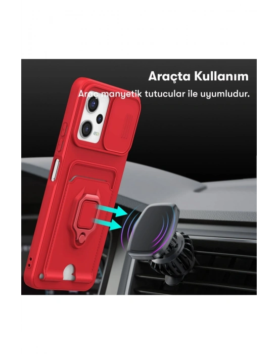 Newface Xiaomi Poco X5 5G Kılıf Zuma Kartvizitli Yüzüklü Silikon - Siyah