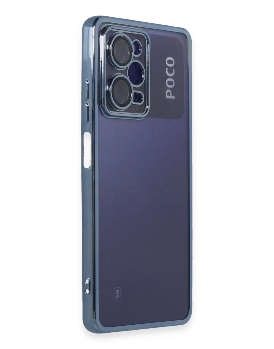 Newface Xiaomi Poco X5 Pro 5G Kılıf Razer Lensli Silikon - Açık Mavi