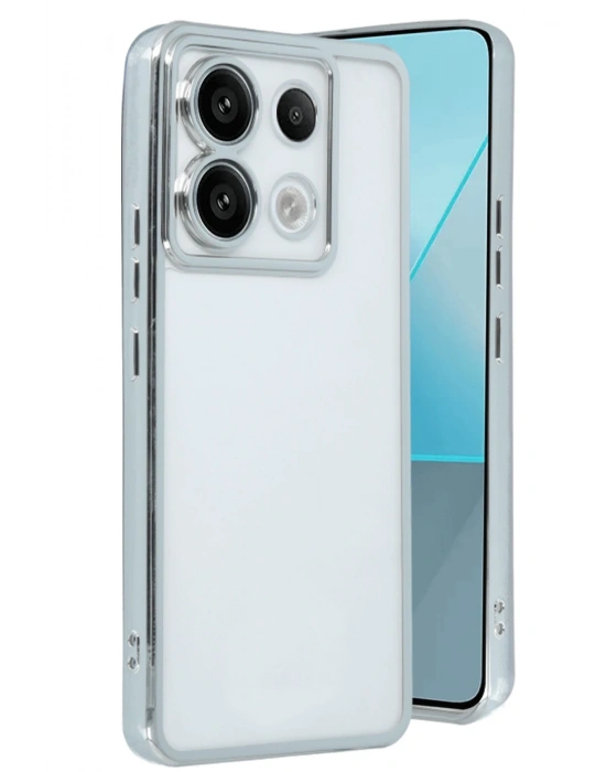 Newface Xiaomi Poco X6 Kılıf Razer Lensli Silikon - Gümüş