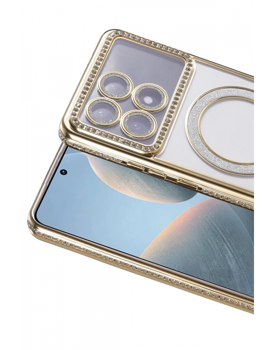 Newface Xiaomi Poco X6 Pro Joke Simli Magneticsafe Kılıf - Gold