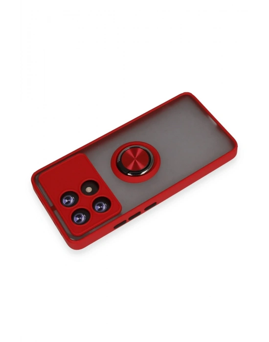 Newface Xiaomi Poco X6 Pro Kılıf Montreal Yüzüklü Silikon Kapak - Kırmızı