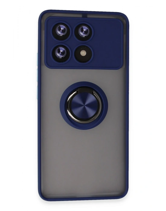 Newface Xiaomi Poco X6 Pro Kılıf Montreal Yüzüklü Silikon Kapak - Lacivert