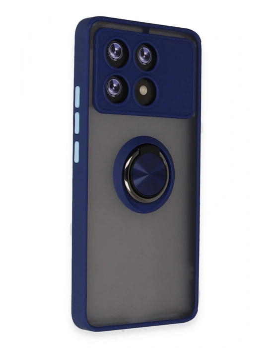 Newface Xiaomi Poco X6 Pro Kılıf Montreal Yüzüklü Silikon Kapak - Lacivert