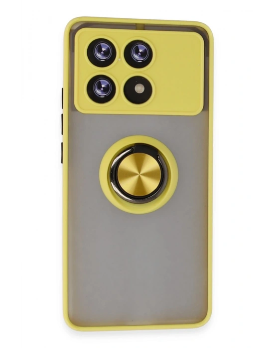 Newface Xiaomi Poco X6 Pro Kılıf Montreal Yüzüklü Silikon Kapak - Sarı