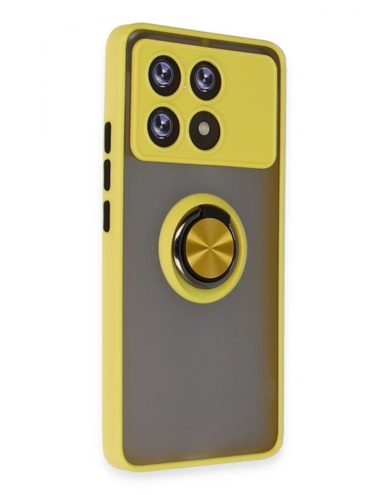 Newface Xiaomi Poco X6 Pro Kılıf Montreal Yüzüklü Silikon Kapak - Sarı