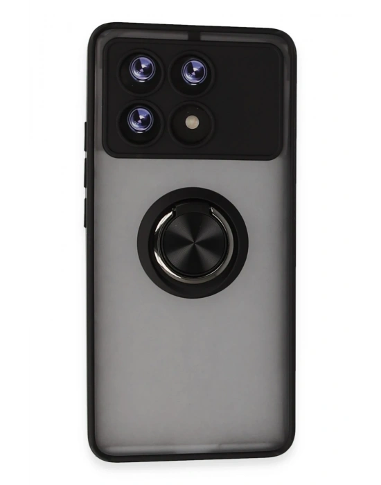 Newface Xiaomi Poco X6 Pro Kılıf Montreal Yüzüklü Silikon Kapak - Siyah