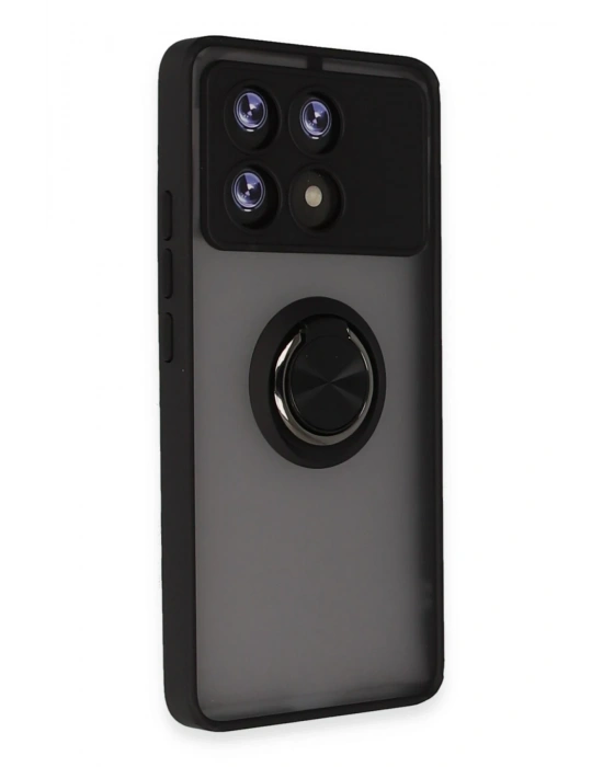 Newface Xiaomi Poco X6 Pro Kılıf Montreal Yüzüklü Silikon Kapak - Siyah