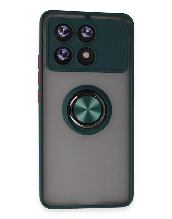 Newface Xiaomi Poco X6 Pro Kılıf Montreal Yüzüklü Silikon Kapak - Yeşil