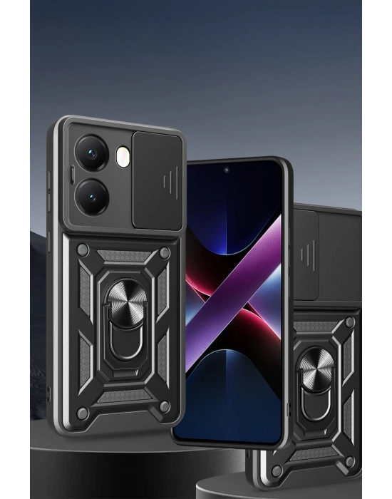 Newface Xiaomi Poco X7 Pro Kılıf Pars Lens Yüzüklü Silikon - Lacivert