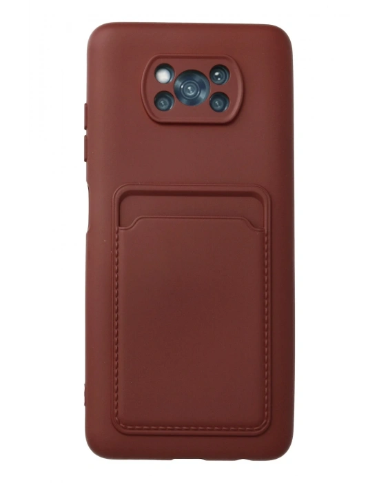 Newface Xiaomi Pocophone X3 Kılıf Kelvin Kartvizitli Silikon - Bordo