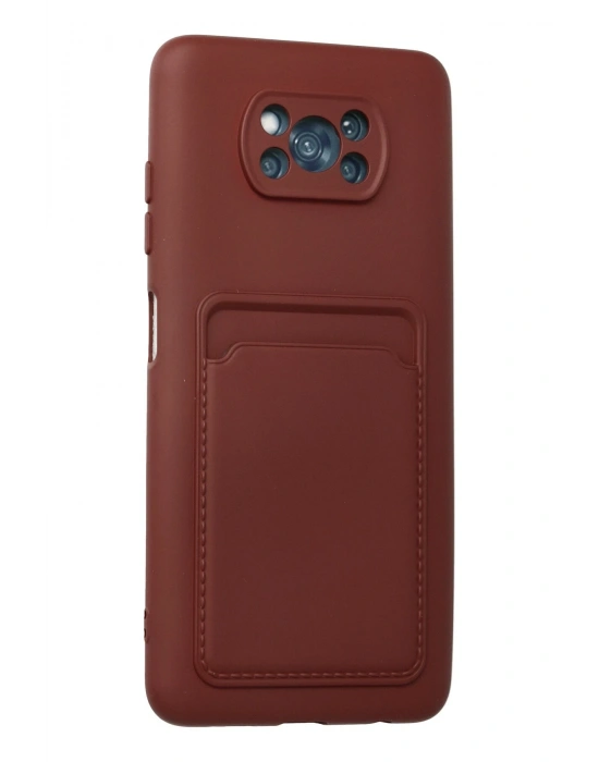 Newface Xiaomi Pocophone X3 Kılıf Kelvin Kartvizitli Silikon - Bordo