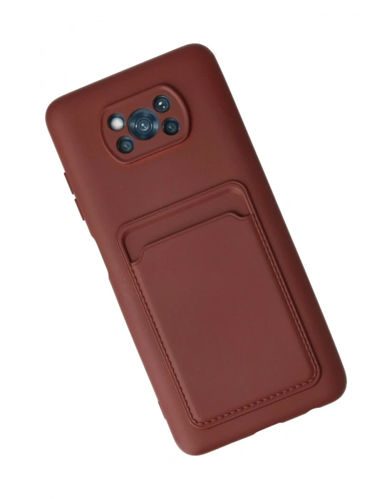 Newface Xiaomi Pocophone X3 Kılıf Kelvin Kartvizitli Silikon - Bordo