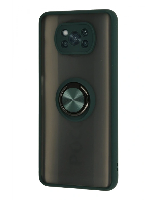 Newface Xiaomi Pocophone X3 Kılıf Montreal Yüzüklü Silikon Kapak - Yeşil