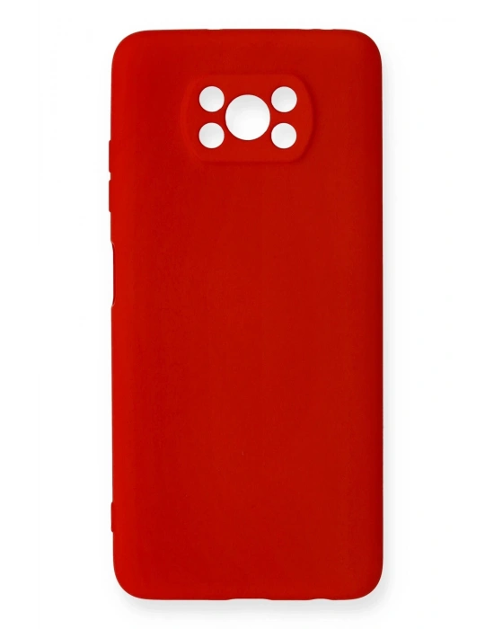 Newface Xiaomi Pocophone X3 Kılıf Nano içi Kadife Silikon - Kırmızı