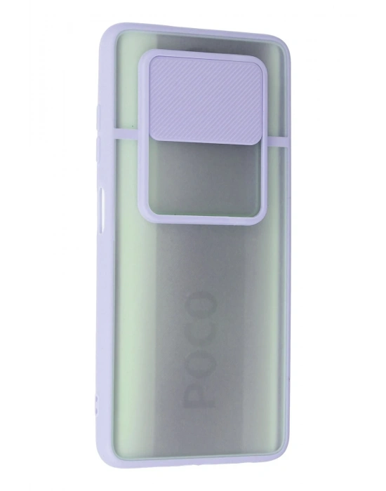 Newface Xiaomi Pocophone X3 Kılıf Palm Buzlu Kamera Sürgülü Silikon - Lila