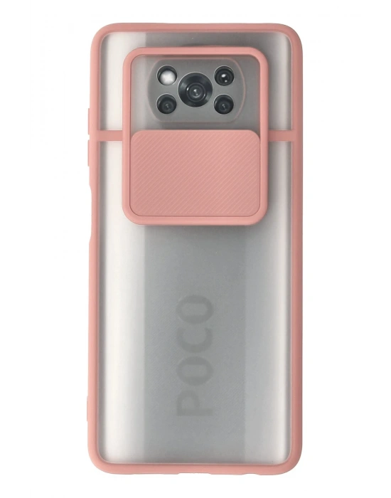 Newface Xiaomi Pocophone X3 Kılıf Palm Buzlu Kamera Sürgülü Silikon - Pembe