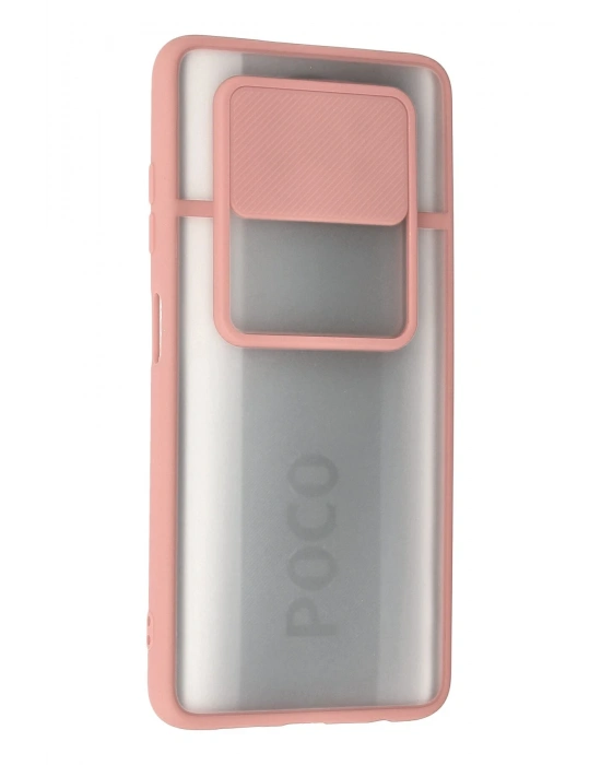 Newface Xiaomi Pocophone X3 Kılıf Palm Buzlu Kamera Sürgülü Silikon - Pembe