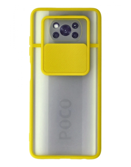 Newface Xiaomi Pocophone X3 Kılıf Palm Buzlu Kamera Sürgülü Silikon - Sarı