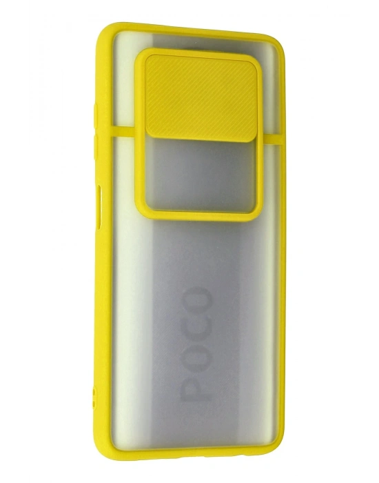 Newface Xiaomi Pocophone X3 Kılıf Palm Buzlu Kamera Sürgülü Silikon - Sarı