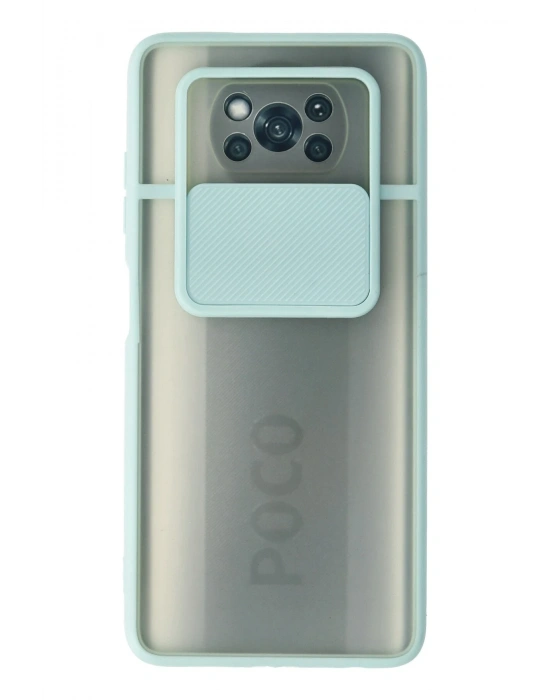 Newface Xiaomi Pocophone X3 Kılıf Palm Buzlu Kamera Sürgülü Silikon - Turkuaz