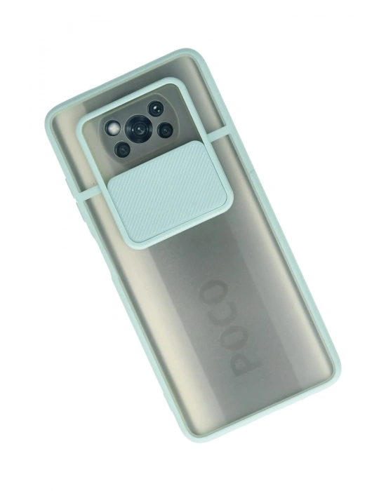 Newface Xiaomi Pocophone X3 Kılıf Palm Buzlu Kamera Sürgülü Silikon - Turkuaz
