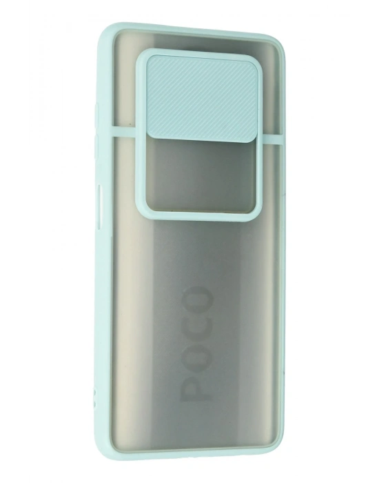 Newface Xiaomi Pocophone X3 Kılıf Palm Buzlu Kamera Sürgülü Silikon - Turkuaz
