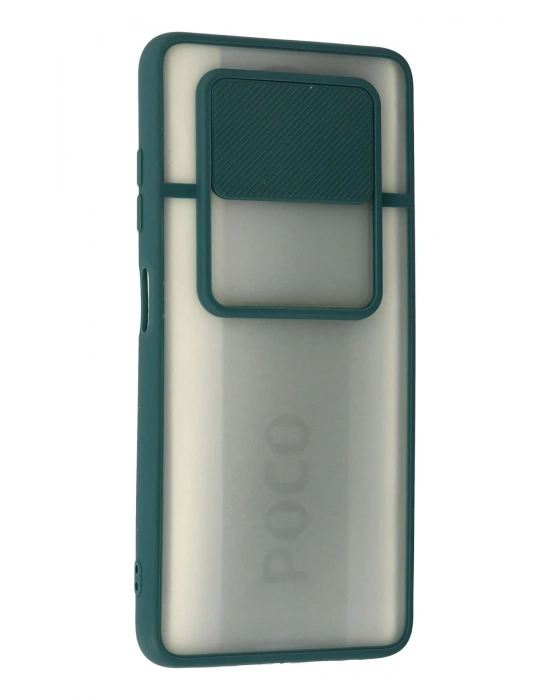 Newface Xiaomi Pocophone X3 Kılıf Palm Buzlu Kamera Sürgülü Silikon - Yeşil