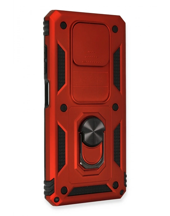 Newface Xiaomi Pocophone X3 Kılıf Pars Lens Yüzüklü Silikon - Kırmızı